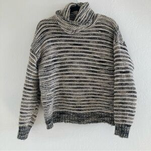Elsamanda Wool Alpaca Blend Multicolor Chunky Knit Turtleneck Sweater Pullover S